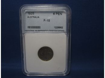 Australia 1925 Sterling Silver 6 Pence Coin Fine KM # 25