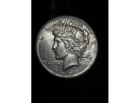 1927 Peace Silver Dollar - Almost Uncirculated