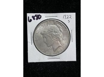 1922 S San Francisco Peace Silver Dollar - Uncirculated