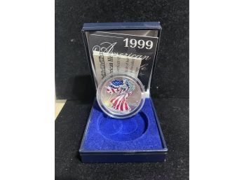 1999 Painted Silver Eagle 1 Oz .999 Fine Silver With Box