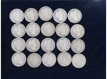 $10 Roll Of 20  Barber Silver Halfs Mixed Dates