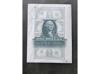 Uncut Sheet Of 2 2001 $1 Small Size Federal Reserve Notes
