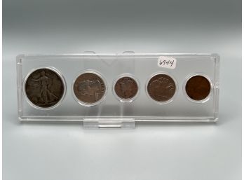 1936 5 Coin Year Set With Walking Liberty Silver  Half Dollar