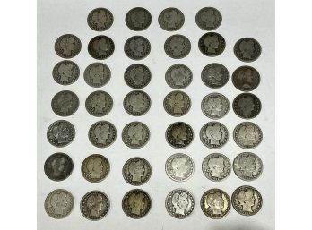$10 Roll Of 40  Barber Silver Quarters Mixed Dates