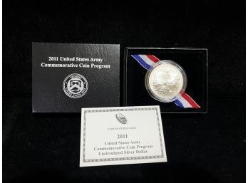 2011 Us Army Uncirculated Silver Dollar Commemorative Coin