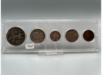 1934 5 Coin Year Set With Walking Liberty Silver  Half Dollar
