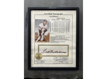 Ted Williams Signed Framed Certified Photograph