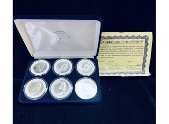 National Collector's Silver Kennedy Half Dollar Uncirculated Set Of 6 Coins With COA
