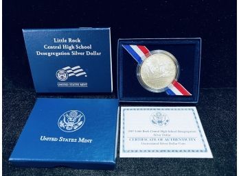 2007 Little Rock Central High School De Segregation Uncriculated Silver Dollar Commemorative Coin