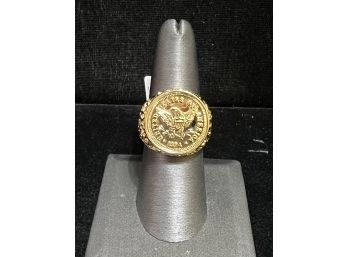 Faux Gold Coin Ring - Size 8