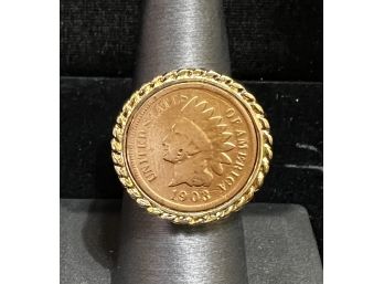 1903 Indian Cent Coin Ring - Size 8