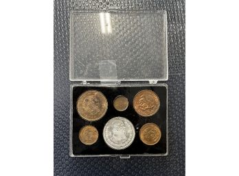 Uncirculated Type Set Of Coins From Mexico With Silver Peso