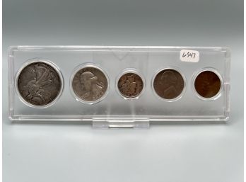 1939 5 Coin Year Set With Walking Liberty Silver  Half Dollar