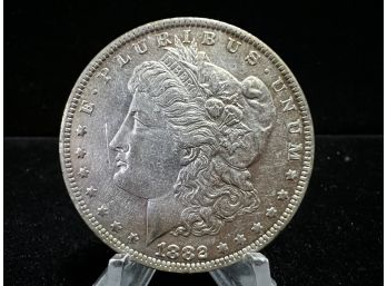 1882  New Orleans Morgan Silver Dollar  Delamination Error Almost Uncirculated