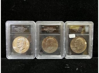 1974, 1976 & 1977 Eisenhower  Dollars -  Uncirculated