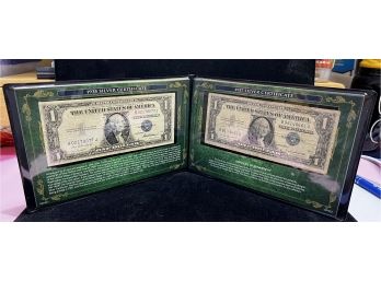 Lot Of 2 Silver Certificate Notes 1935 F & 1957A - In Presentation Folder