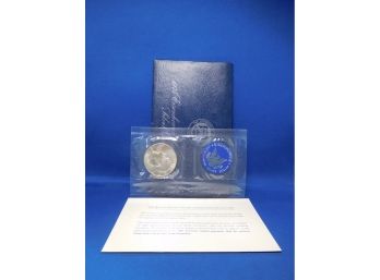 1974 S US Eisenhower Uncirculated Silver Dollar Blue Envelope