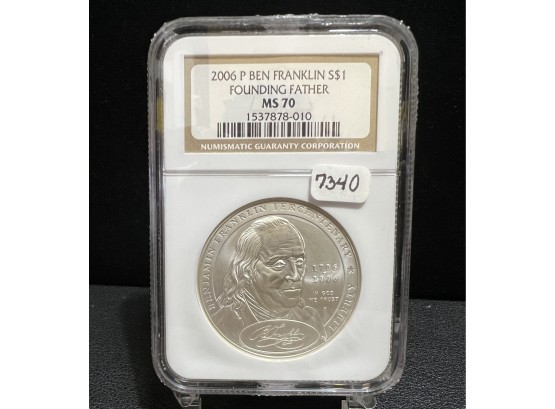 2006 Benjamin Franklin Founding Father Silver Commemorative Dollar NGC MS70