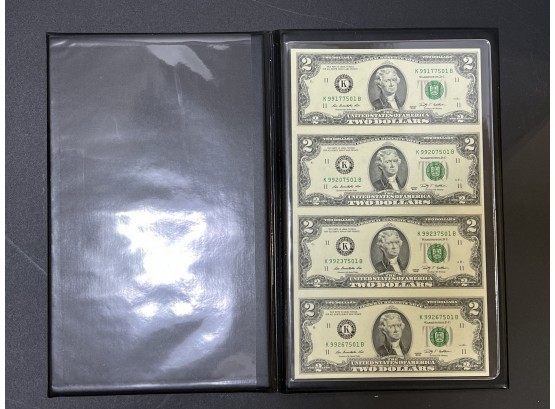 Uncut Sheet Of 4 1976 $2 Small Size Federal Reserve Notes