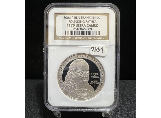 2006 Benjamin Franklin Founding Father Silver Commemorative Dollar NGC PF70 Ultra Cameo