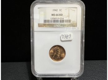 1942 Lincoln Cent NGC MS66RD