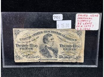 1863 25 Cents Fractional Currency - Civil War Era