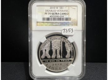 2010 W Disabled Veterans Proof Commemorative Silver Dollar NGC PR70 Ultra Cam