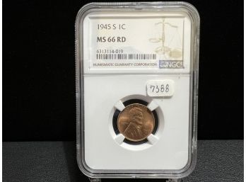 1945 S Lincoln Cent NGC MS66RD