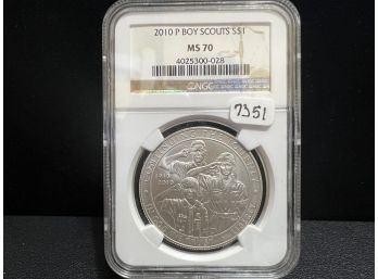 2010 Boy Scouts Commemorative Silver Dollar NGC MS70