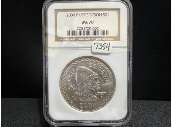 2000 Leif Ericson Commemorative Silver Dollar NGC MS70