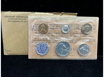1961 US Mint Silver 5 Coin Proof Set - Original Envelope & COA