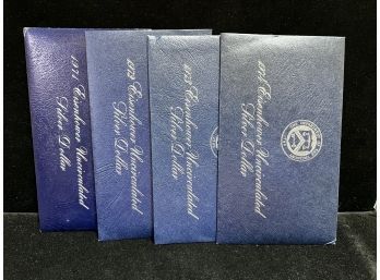 Lot Of Eisenhower Uncirculated Silver Dollars Blue Envelopes 1971,1972,1973 & 1974