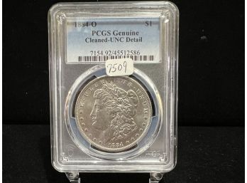 1884 O New Orleans Morgan Silver Dollar  - PCGS Uncirculated Cleaned