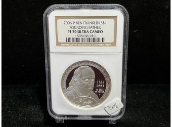 2006 Benjamin Franklin Founding Father Silver Commemorative Dollar NGC PF70 Ultra Cameo