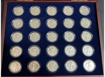 Walking Liberty Silver Half Dollar Set - 25 Coins $12.50 Face 90 Key Dates