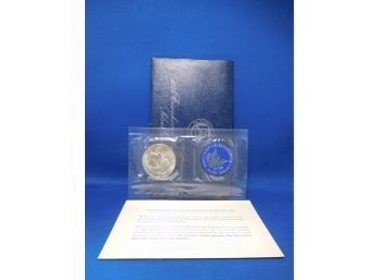 1974 S US Eisenhower Uncirculated Silver Dollar Blue Envelope