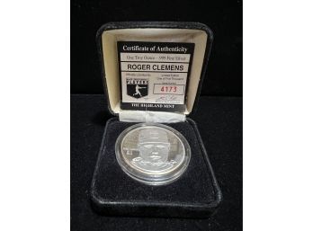 .999 Silver 1 Troy Ounce Round ' Roger Clemens '' MLB