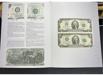 Uncut Sheet Of 2 2003 $1 Small Size Federal Reserve Notes