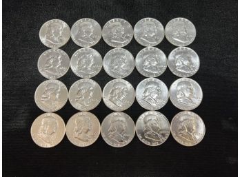Roll Of US Silver Franklin Half Dollars - D