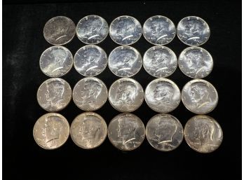 Roll Of Uncirculated 1964 Kennedy Half Dollars - $10 Face Value 20 Coins