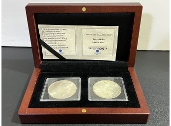 Presentation Boxed Set Of Peace Dollars 1924 & 1935 Uncirculated