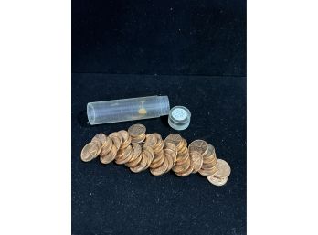 Roll Of 1958 D Lincoln Wheat Pennies Uncirculated