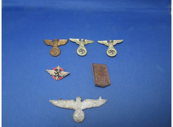 6 Antique Vintage WWII WW2 World War 2 Nazi Pins / Medals Swasticka Pins