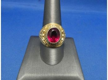 Vintage United States Army Gold Plated Ring Red Stone SZ 11