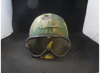 M1944 US Army Goggles And Steel Combat Helmet With Liner Vietnam Era