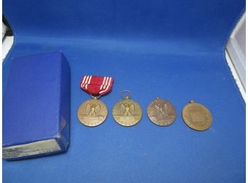 4 Vintage WWII World War 2 United States Military Medals 3 Good Conduct Medals 1 National Defense Medal