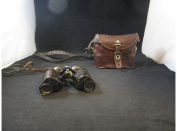WWII Era Signal Corps Binoculars With Leather Case