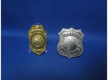 2 Vintage Fire Department Badges