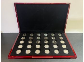 Display Case Of 30 Proof, Uncirculated, Clad, And Silver Quarters - District Of Columbia And US Territories