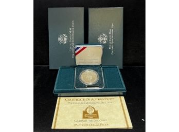 1992 Columbus Quincentenary Commemorative Silver Dollar - Box & COA